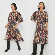 Isabel Marant Etoile Maggy Dress Black Watercolor Size 34 XS NWT Button Down