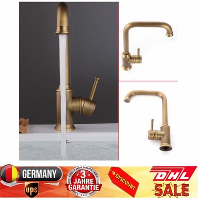 Retro Waschbecken Vintage Messing Spültisch Armatur Wasserhahn Rotation 360° Bad