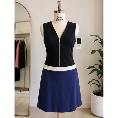 Juicy Couture Colorblock Zip Front Dress  NWT Gold Zip Size Medium | $158 Retail