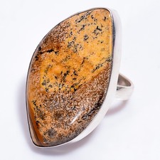 Natural Picture Jasper Gemstone 925 Sterling Silver Jewelry Elegant Ring 6.5 US