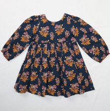 Happy by Pink Chicken Girls Dress 2T Navy Orange Floral Zip Back Elastic cuff