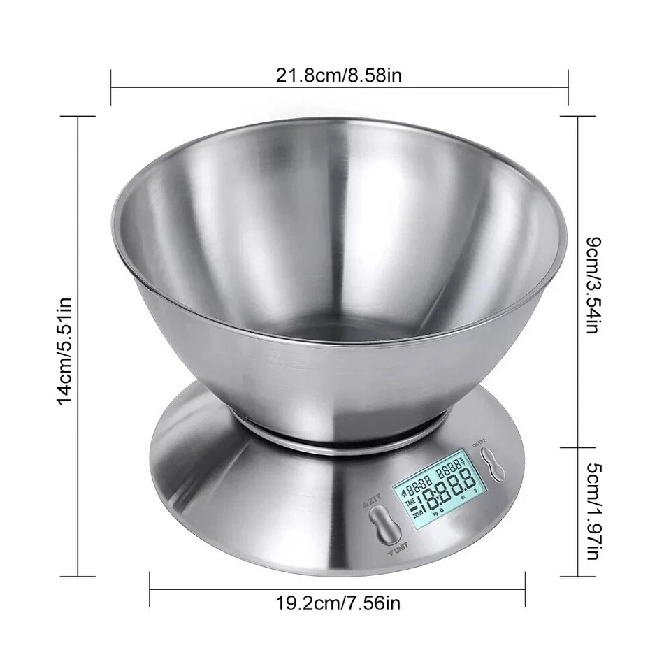 5KG Digital Kitchen Scales Cooking Food Weighing Weight Electronic Scale&Bowl UK - Image 2 of 4