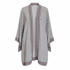 Max Studio Geometric Print Open Front Lightweight Kimono Ivory Black Size Large