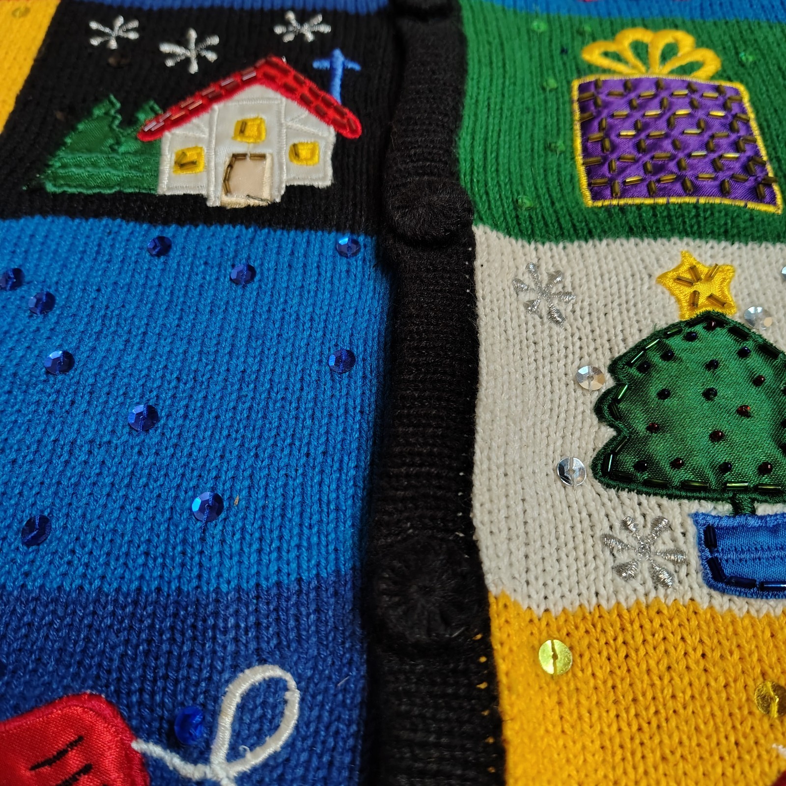 Basic Editions Holiday Patchwork Ugly Christmas S… - image 9