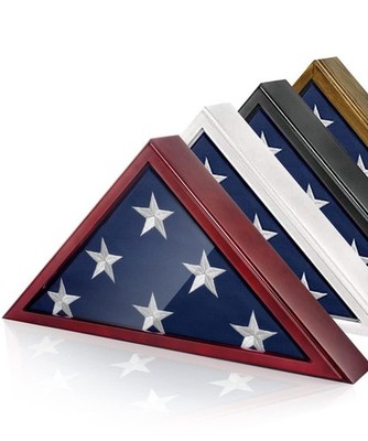 Glass Front Flag Display Case for Burial Flag - Wall Mounted 9.5 X 5 Feet Fla...