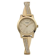 Timex TW2Y39300, Women's Goldtone Expansion Bangle Watch, Crystals, 25MM