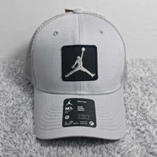 Nike Jordan Rise Structured Jump Man Snapback Cap Hat Size M/L Grey FZ0774-077