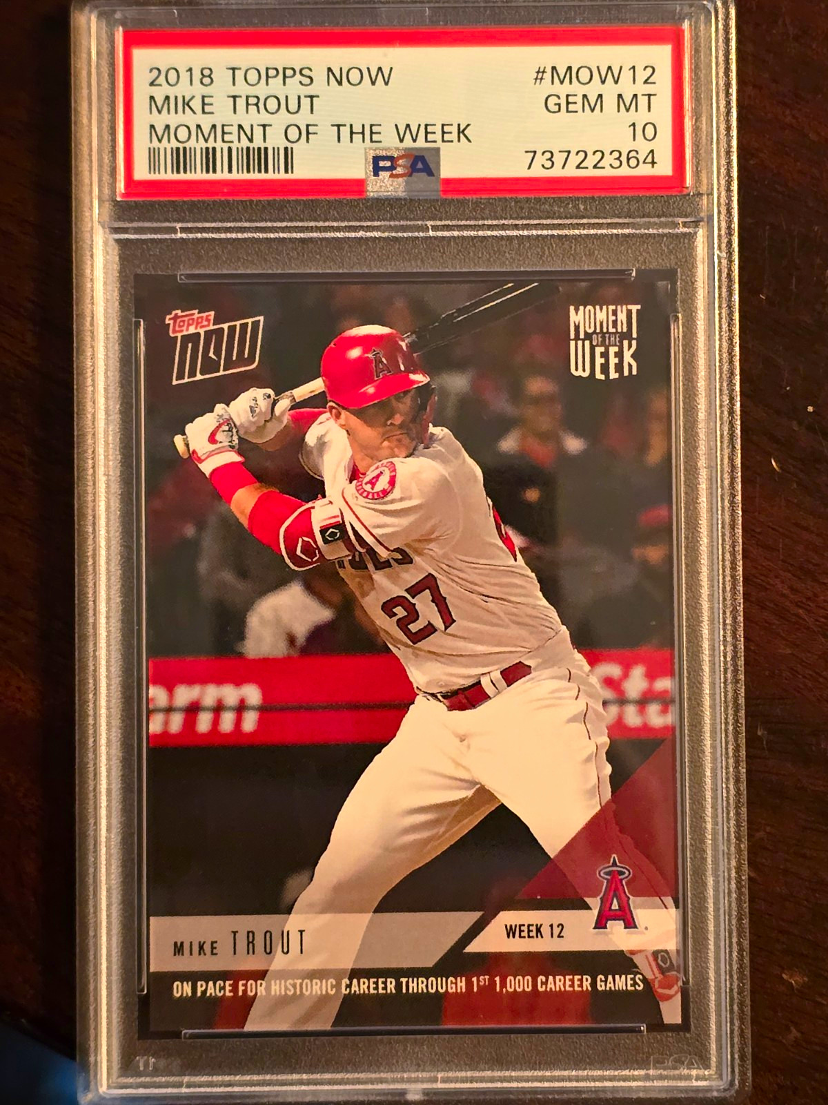 Topps 2018 Topps Now Mike Trout MOW-12 /886 PSA 10