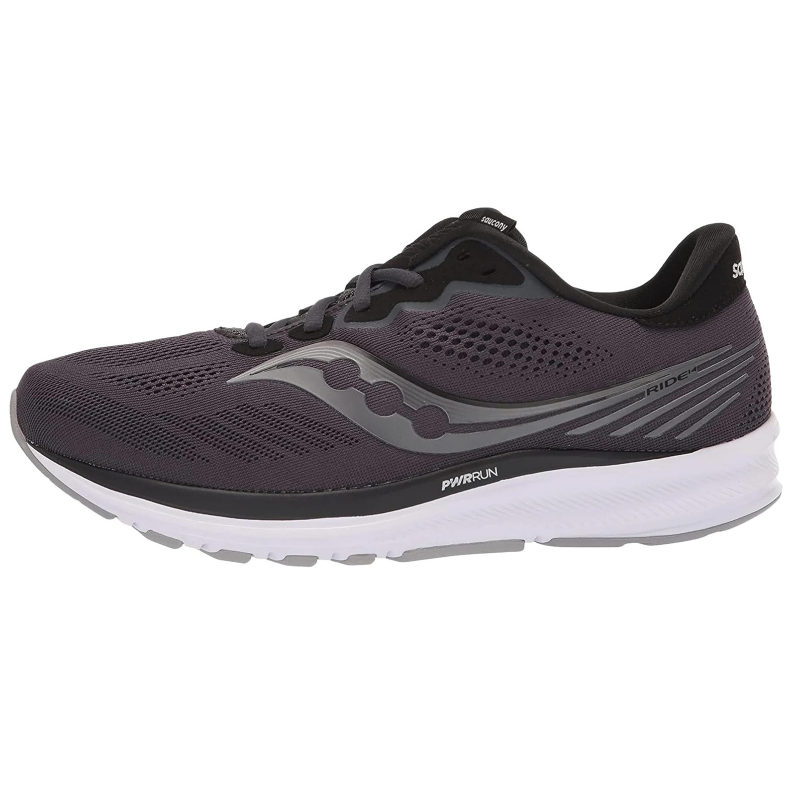 Saucony Mens Ride14 Running Shoe, Charcoal/Black