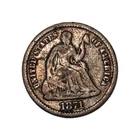 1871 Seated Liberty Half Dime 5C | 90% Silver U.S. Coin Estate Find Full Date