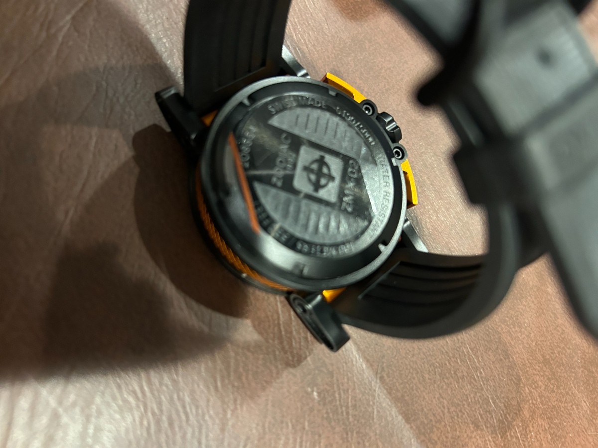 Zodiac ZMX-02 Mens Black Dial and Black Rubber Band Strap Watch