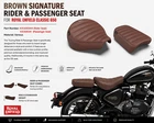 BROWN SIGNATURE RIDER & PASSENGER SEAT FIT FOR ROYAL ENFIELD CLASSIC 650