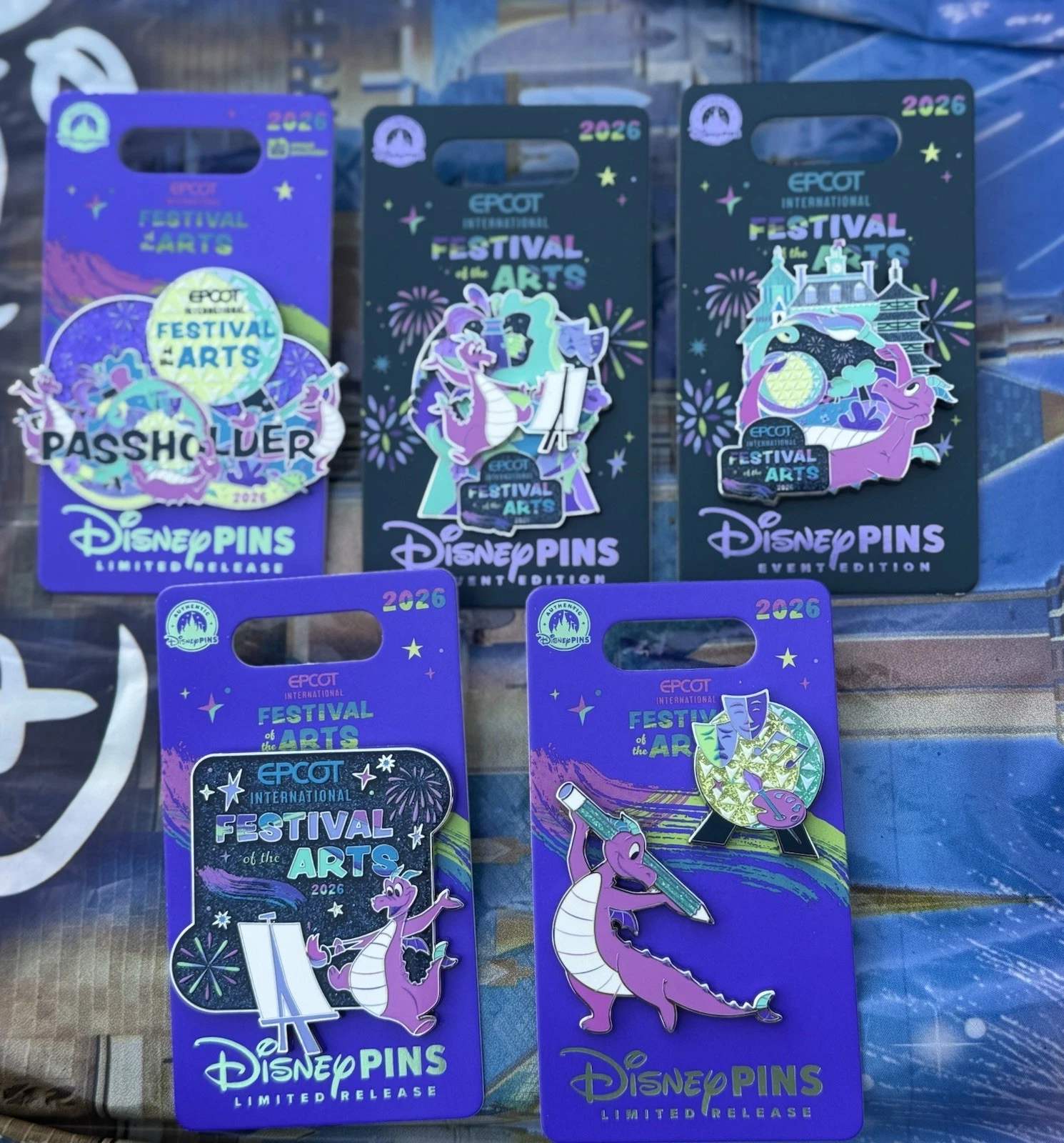 2026 Disney Festival Of The Arts Figment Painting Set Of 5 Pin Set-Brand New!