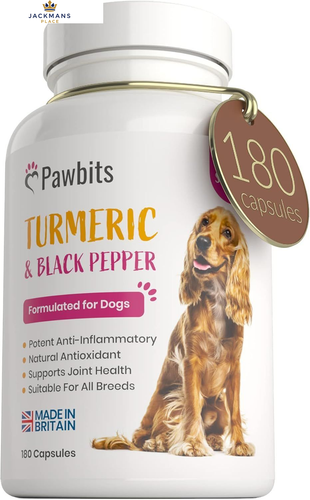 180 Turmeric for Dogs with Active Bioperine Black Pepper | 180 Capsules