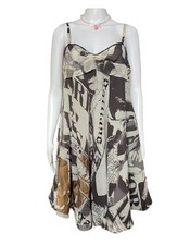 John Galliano Gazette Print Silk Mini Dress 42IT With Tags Newspaper Vintage