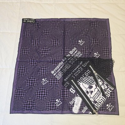 Dead Threads Purple Black Checkered Skull Bandana Skull Zippers Chains Punk Goth