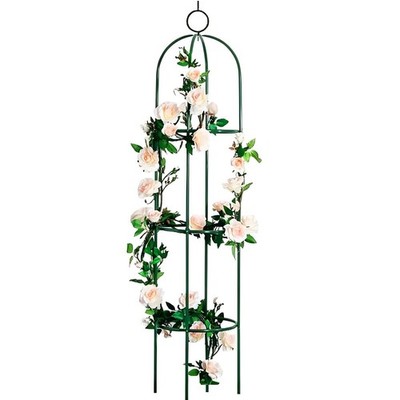Metal Garden Trellis Tower 6.3FT Obelisk Plant Support for Climbing Vines