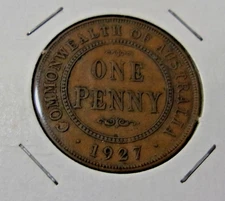 1927 One Penny Australian Pre-decimal Coin - UNGRADED/CIRCULATED