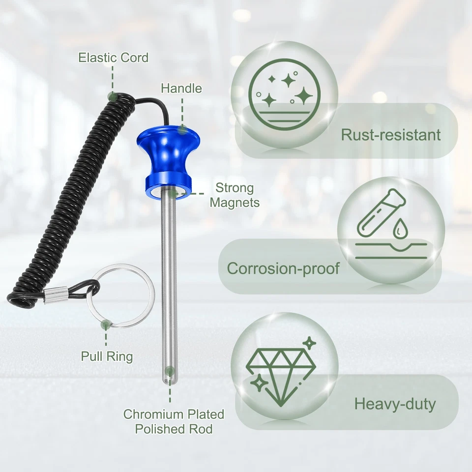Pin de pila de peso, pasador de gimnasio de peso de 0,3 x 3,9 pulgadas con cuerda de tracción (paquete de 2, azul) Foto 4 de 4