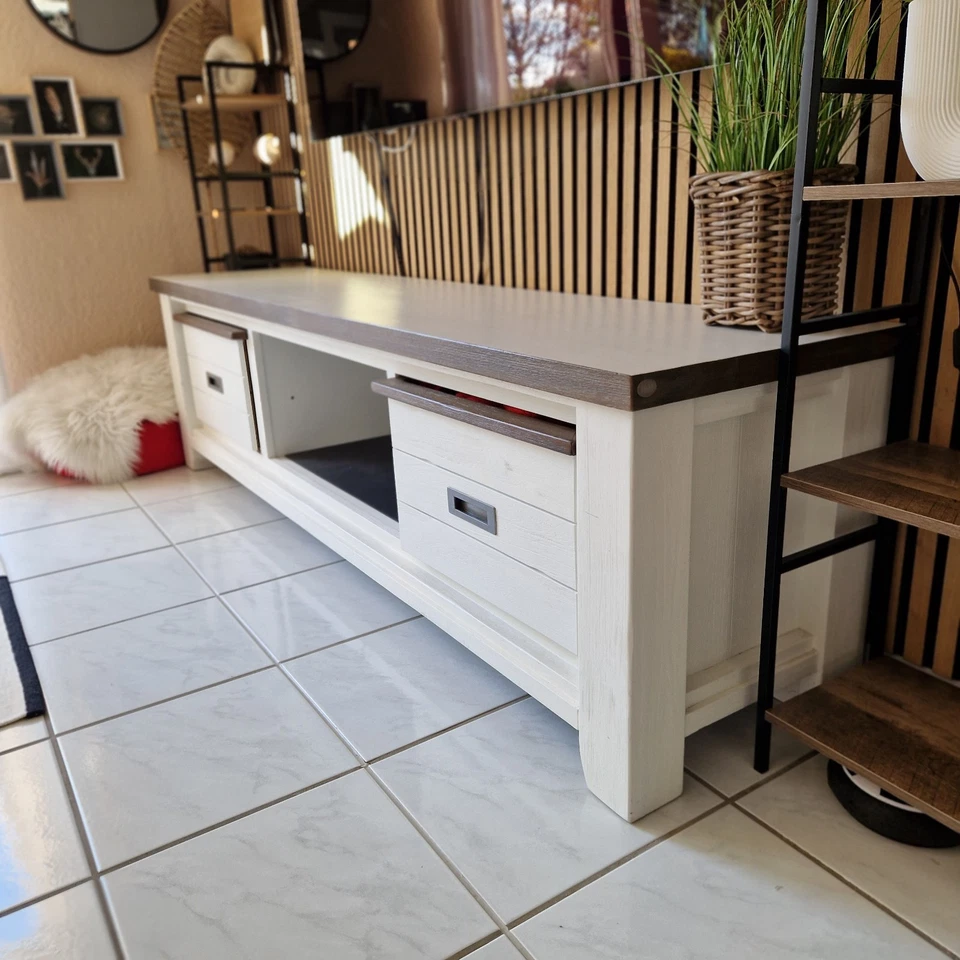 TV-Board RIVIERA ,weiß braun,Massivholz im Landhausstil Beachhouse - Bild 4 von 4