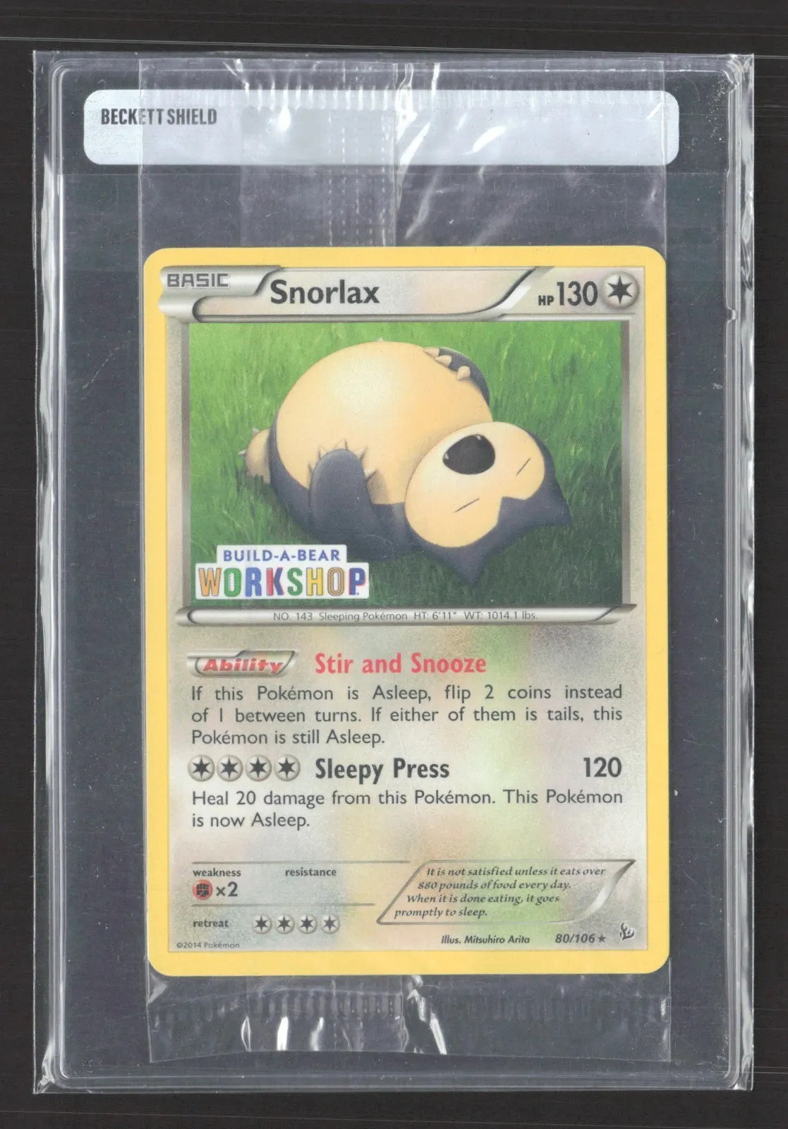 2014 Pokemon Build A Bear Workshop Snorlax Sealed Promo 80/106