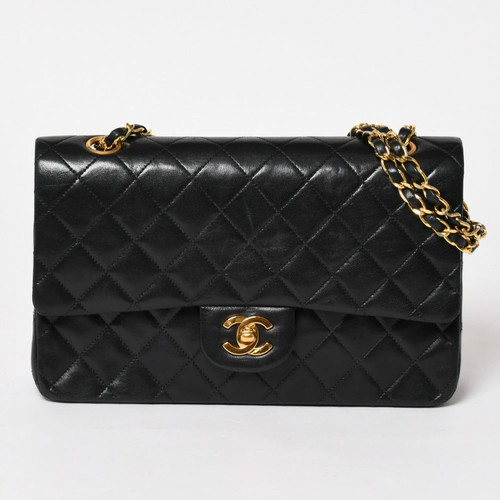 Chanel Shopify Matelasse25 W flap chain shoulder bag No 1 Coco Lambskin Black r0