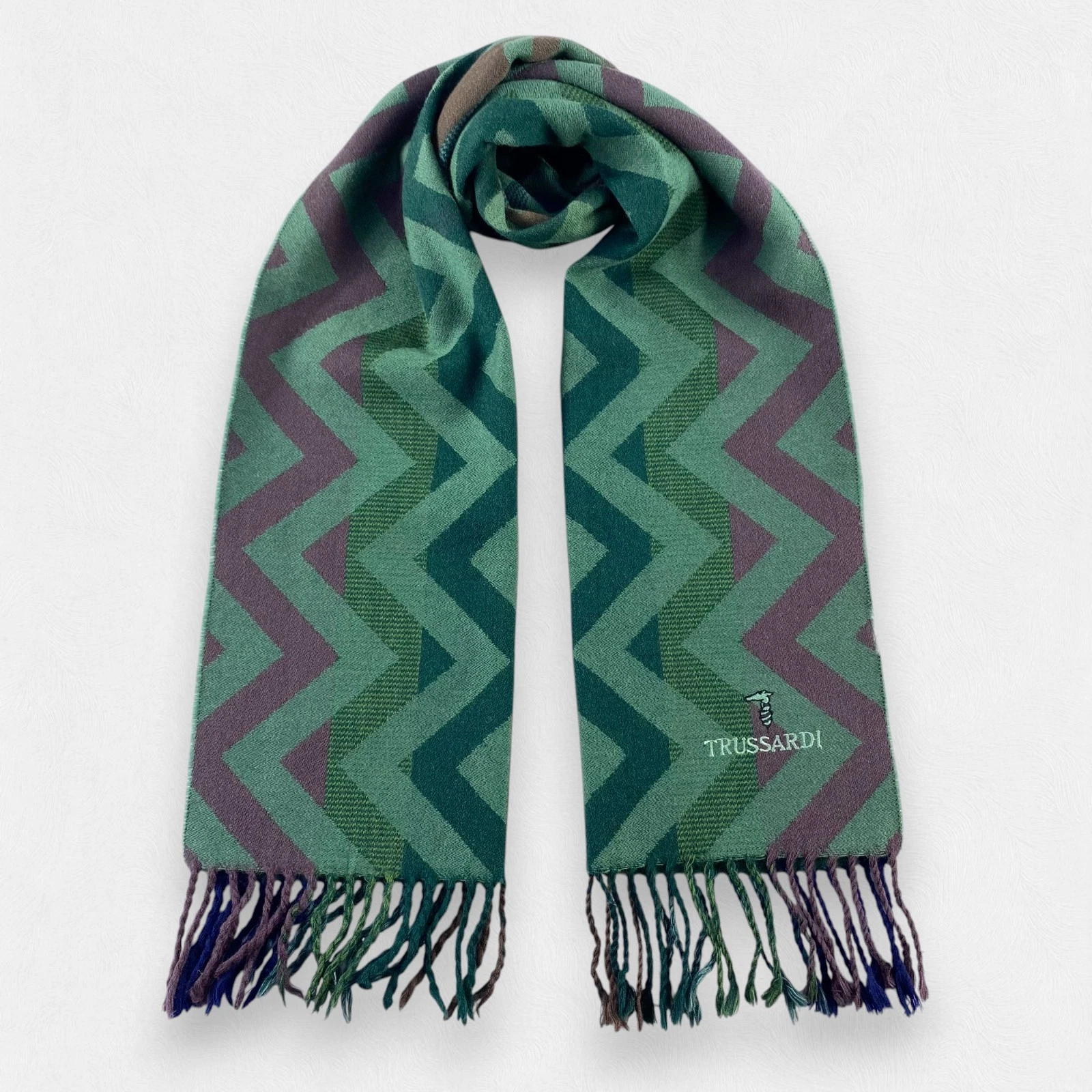 Vintage Trussardi Scarf Muffler Neck Wrap Scarf Wool Cashmere Unisex Scarves
