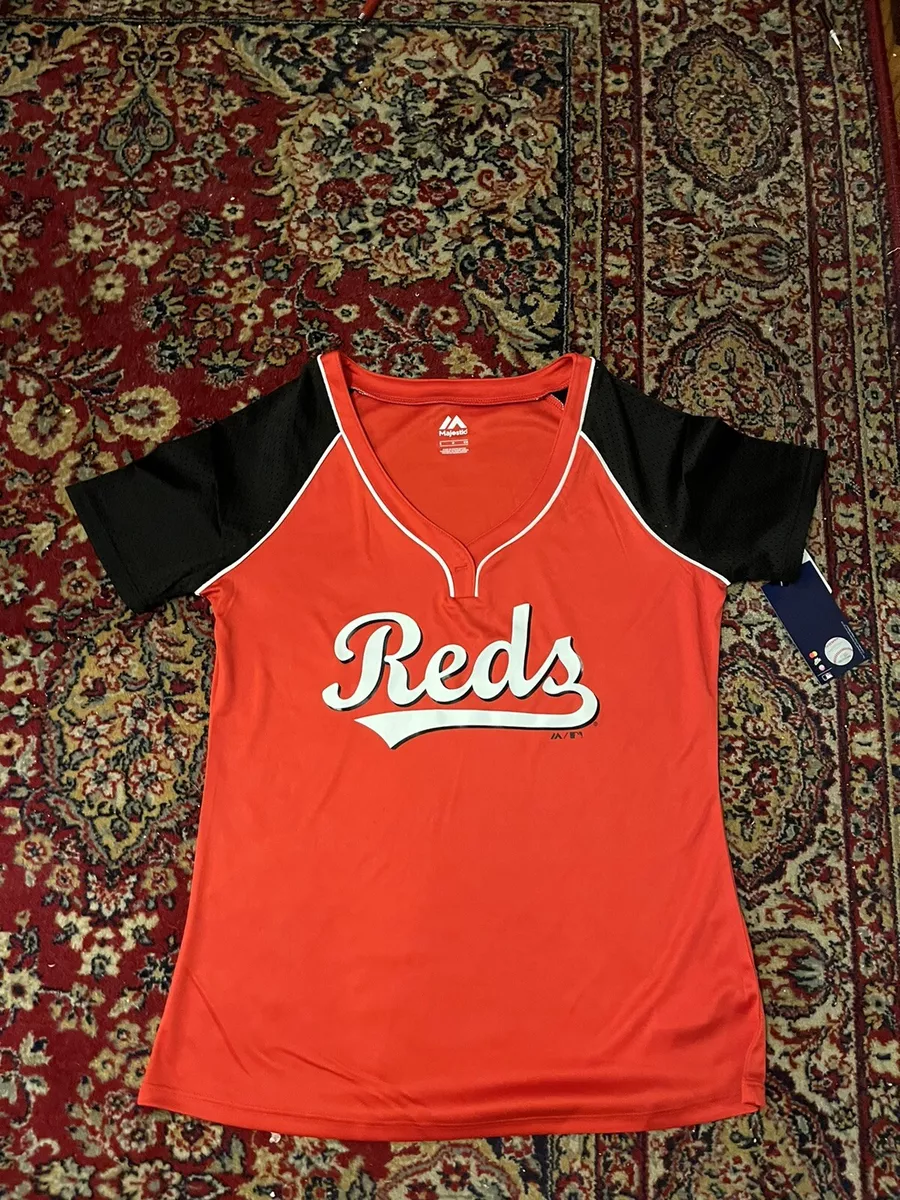 CINCINNATI REDS WOMEN JERSEY MAJESTIC SMALL RED NWT SHORT SLEEVE