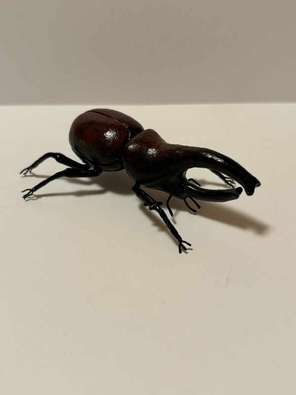 Handmade Hand-painted 3" Black & Brown Rhinocerous Beetle Figurine Replica
