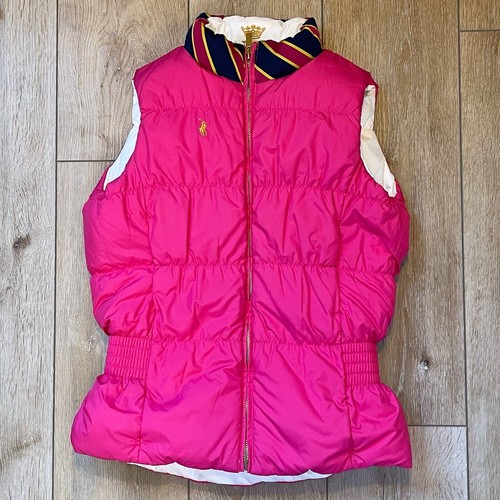 Ralph Lauren Girls XL or Women’s XS Reversible Preppy Puffer Vest Pink White - Picture 4 of 5