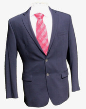 Calvin Klein Men's Midnite Navy Solid 2 Button Blazer 38R 495 Wool with 3 Poly