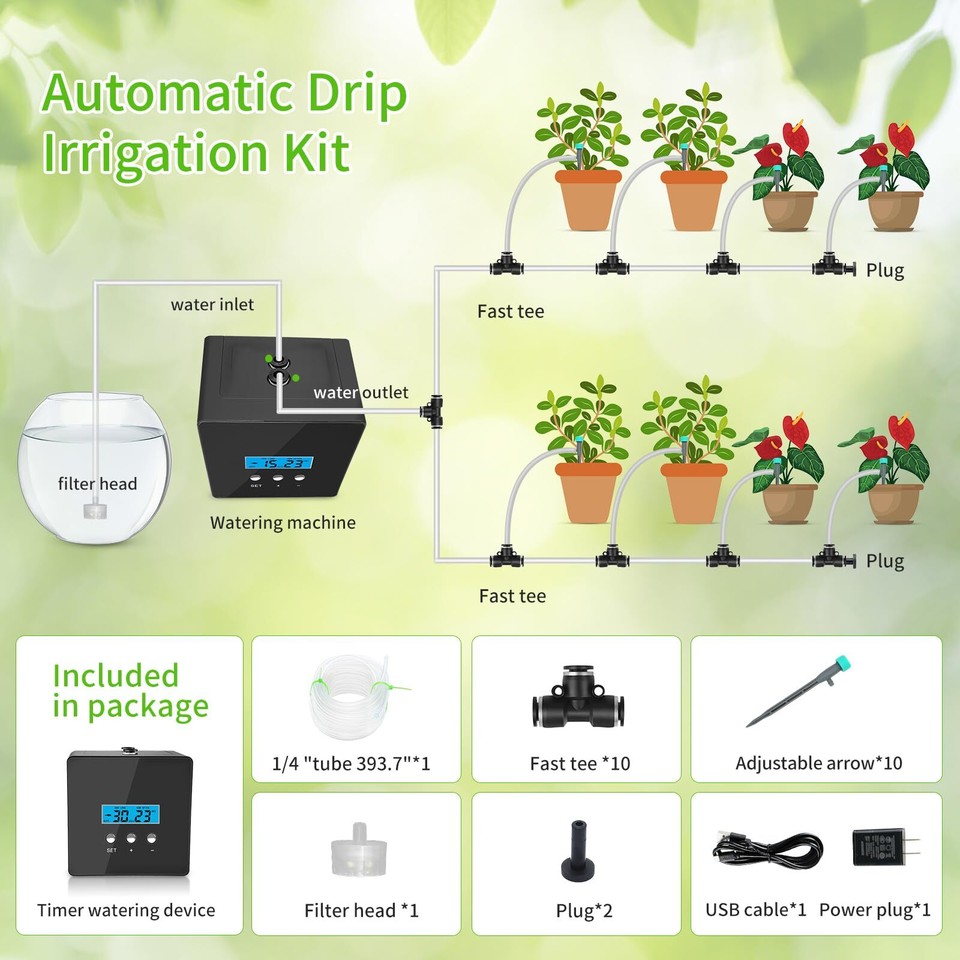 Automatic drip Irrigation System，DIY Indoor Plant Watering System,Self