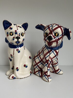REDUCED Rare Vintage Brayton Laguna Cat Dog Figurines Statues Marked On Bottom
