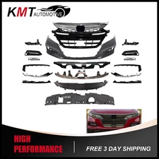 Complete Front Bumper Cover Kit W/ Grille & Fog Light For 2018-2020 Honda Accord