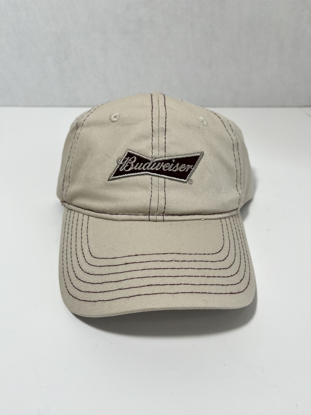Budweiser Adjustable Strap Cap Beige H3 Embroidered Front Logo King of Beers New