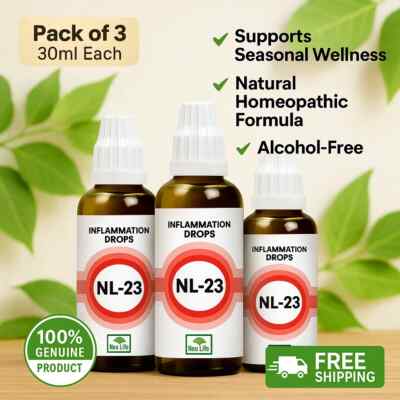 New Life NL-23 Inflammation Drops | Homeopathic | Pack of 3 | 30ml Each | USA