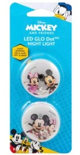 Disney Mickey and Friends LED GLO Dot Night Light, On at Dusk/Off at Dawn, Qty 2