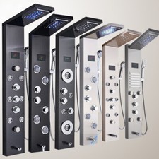 LED Bathroom Shower Panel Tower Shower Column Waterfall Massage Body Jets Set UK