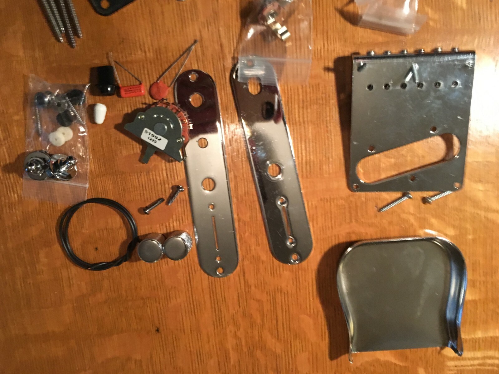 Fender Telecaster Parts Lot Bridge Knobs Switch Strap Locks Cover Neck