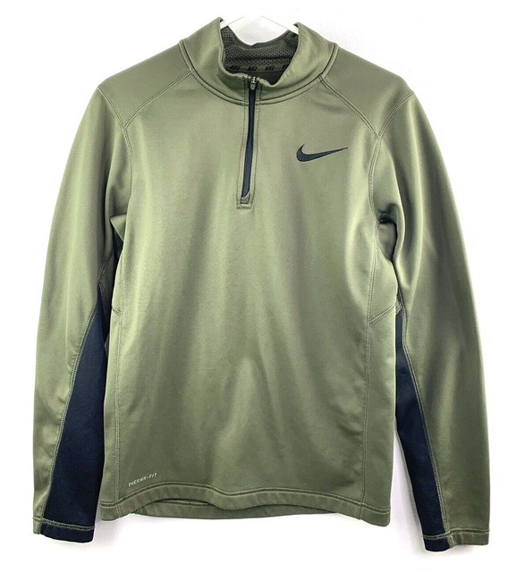 Nike Therma Fit Green 1/4 Zip Pullover Sweatshirt Mock Neck Top Men's Size S | eBay