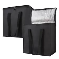 Insulated Reusable Grocery Shopping Bags, Black 2-Pack