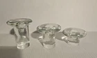 Blenko Clear Solid Glass Mushroom Shaped Vintage Candle Holders Set of 3