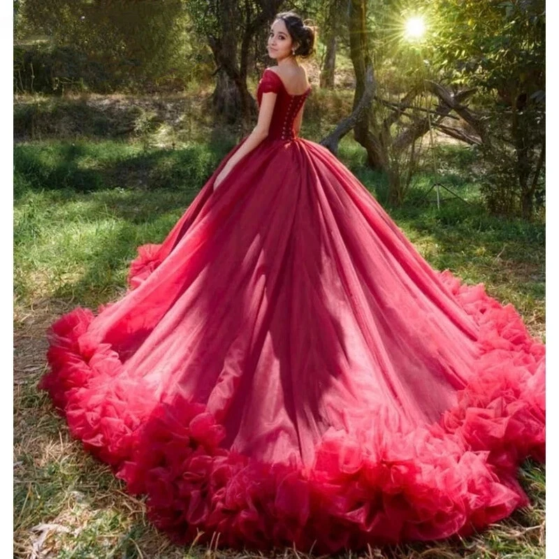 Red Quinceanera Dresses Ball Gown Princess Masquerade Prom Sweet