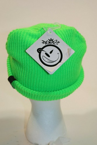 Set of TWO Yums Knit Beanies Unisex Neon Green Gray NWT Foldover Headwear Warm - Picture 5 of 9
