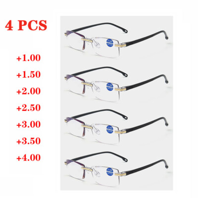 4x Lesebrille Dioptrien +1,00 to +4,00 Damen/Herren Blaufilter Plastik Brillen