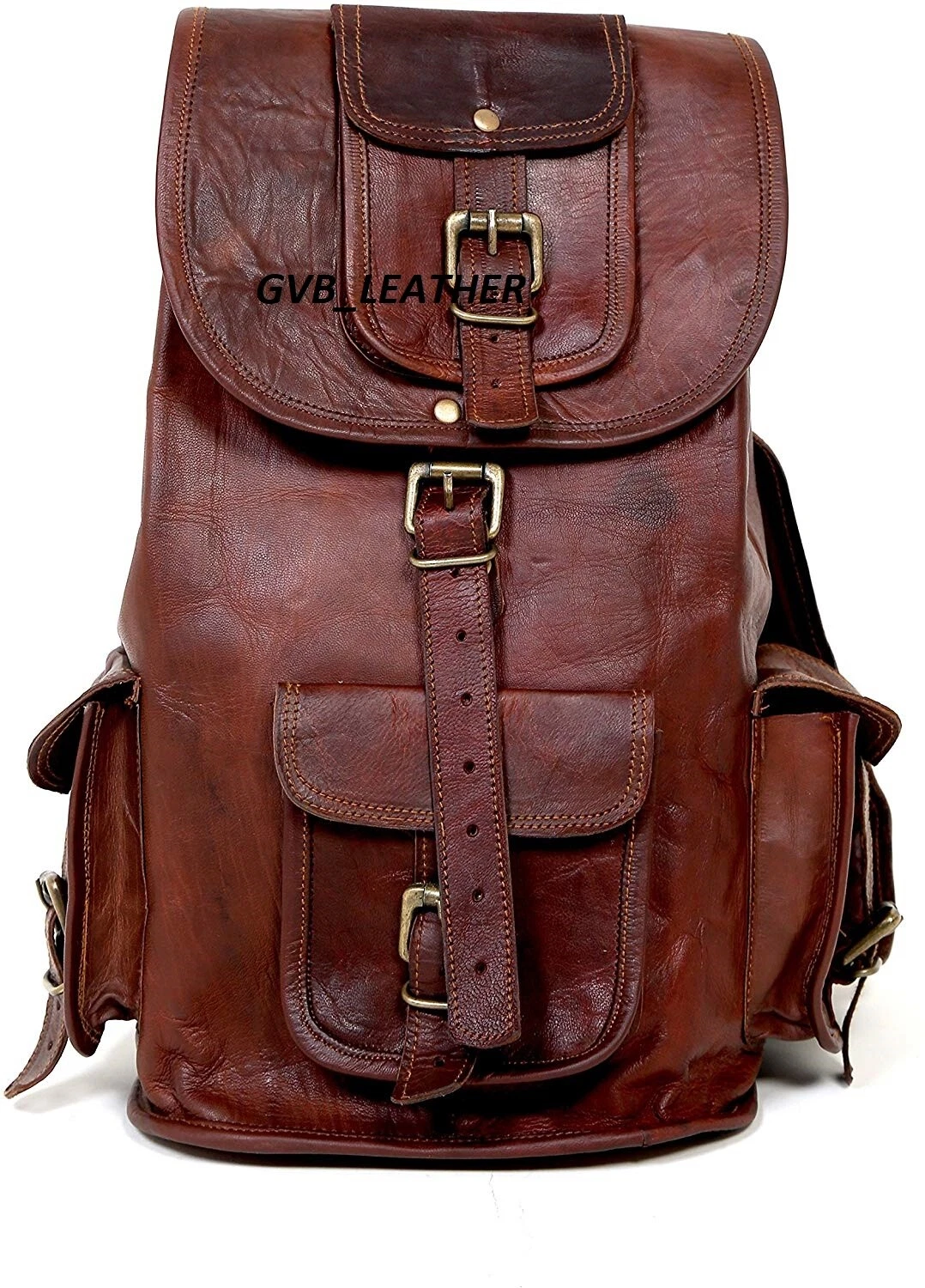 Real leather Modest backpack rucksack briefcase travel bag handmade OVERNIGHT