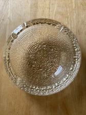 Vintage Clear Glass Ashtray  8" Round Textured Swirl Heavy Duty