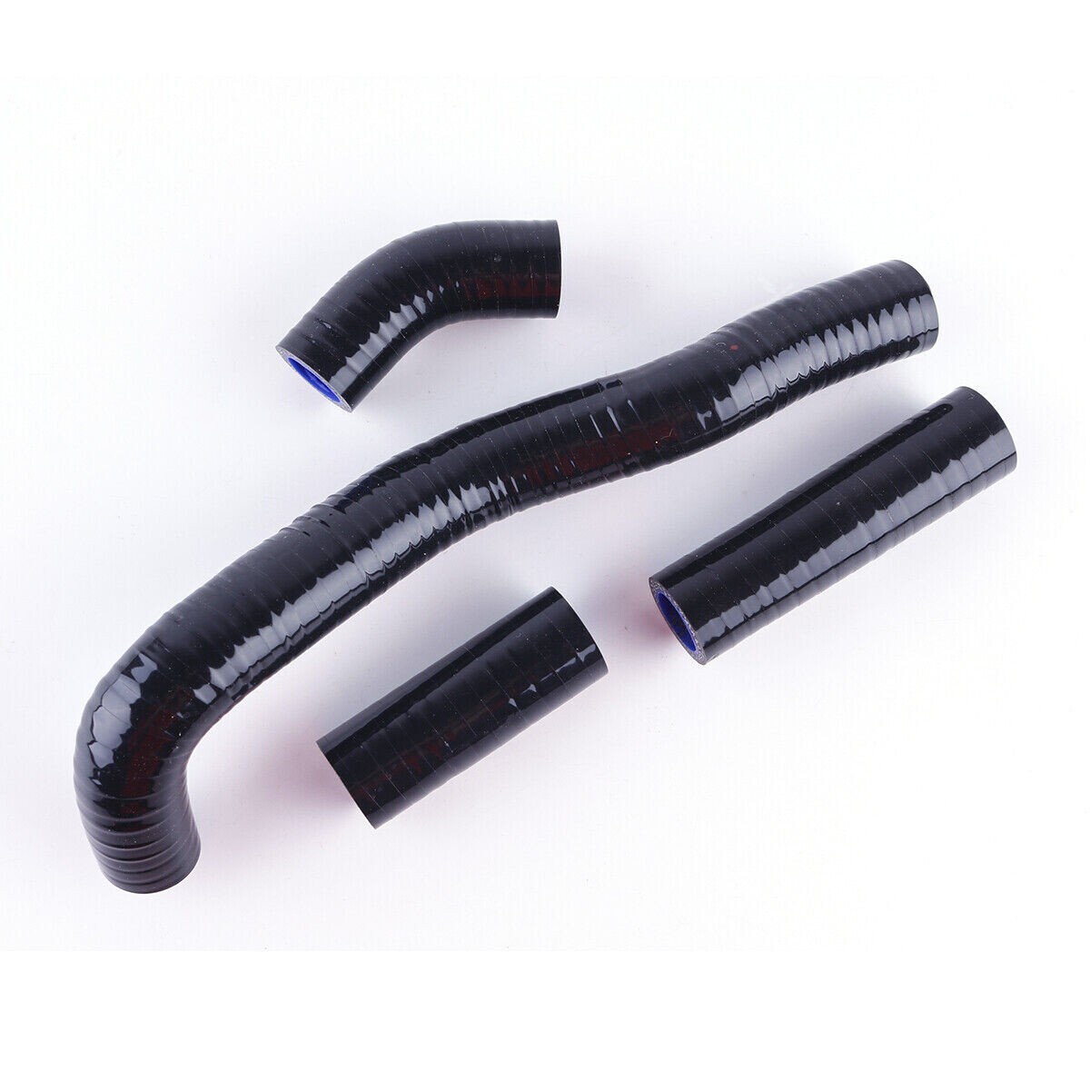 Black Silicone Radiator Hose Kit – Fits Kawasaki KX500 1988-2004 – Polished Finish