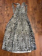 Express Sleeveless Tie Neck Full Length Leopard Print Dress Size: Small