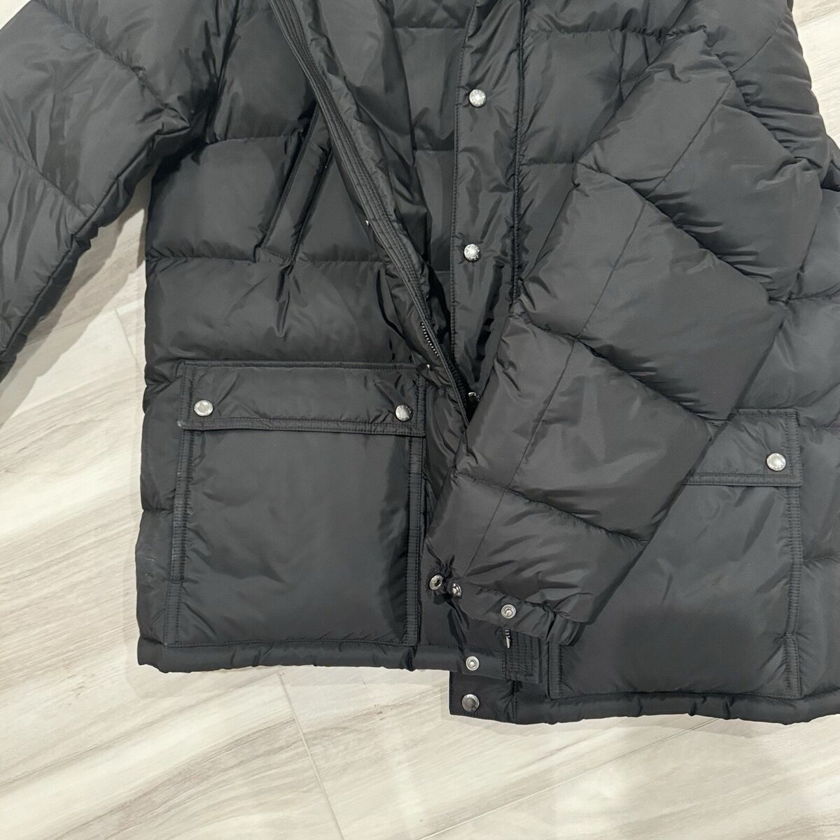 Mens PRADA Down Jacket Black Zipper Pockets Hood Size 54/XL Mens PRADA Down Jacket Black Zipper Pockets Hood Size 54/XL